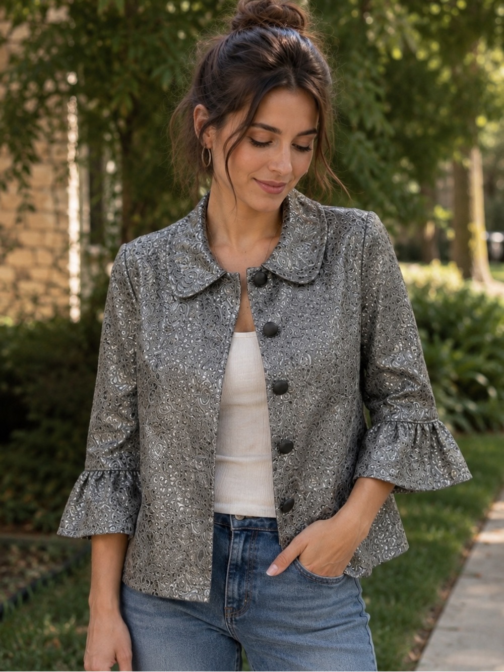 CONRAD C Collection Metallic Jacquard Blazer – Size 14